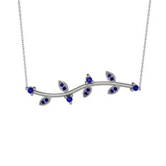 Zeytin Dalı Kolye - Lab safir 14 ayar beyaz altın kolye (40 cm beyaz altın rolo zincir) #4p1nbu