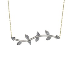 Zeytin Dalı Kolye - Swarovski 14 ayar beyaz altın kolye (40 cm altın rolo zincir) #5pb2vi