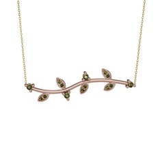Peridot 14 ayar rose altın kolye (40 cm altın rolo zincir)