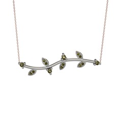 Zeytin Dalı Kolye - Peridot 18 ayar beyaz altın kolye (40 cm rose altın rolo zincir) #djcbhj