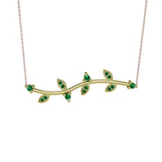 Zeytin Dalı Kolye - Yeşil kuvars 8 ayar altın kolye (40 cm rose altın rolo zincir) #e988jx
