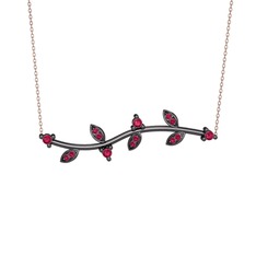 Rodolit garnet 925 ayar siyah rodyum kaplama gümüş kolye (40 cm rose altın rolo zincir)