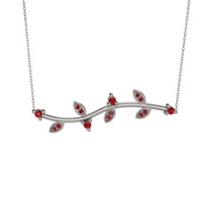 Zeytin Dalı Kolye - Garnet 18 ayar beyaz altın kolye (40 cm beyaz altın rolo zincir) #kjx7
