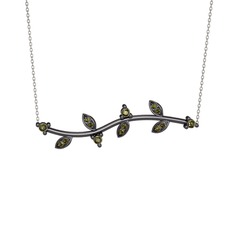 Peridot 925 ayar siyah rodyum kaplama gümüş kolye (40 cm gümüş rolo zincir)