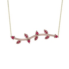 Zeytin Dalı Kolye - Rodolit garnet 14 ayar rose altın kolye (40 cm altın rolo zincir) #mq8sby