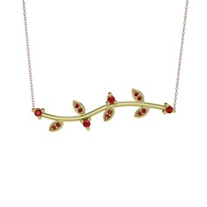 Garnet 14 ayar altın kolye (40 cm rose altın rolo zincir)