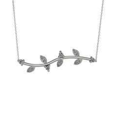 Zeytin Dalı Kolye - Swarovski 925 ayar gümüş kolye (40 cm beyaz altın rolo zincir) #ngonuq