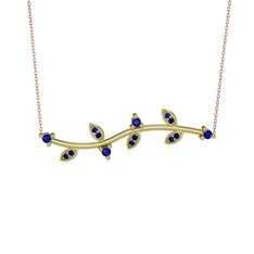 Zeytin Dalı Kolye - Lab safir 18 ayar altın kolye (40 cm gümüş rolo zincir) #nmxqgp