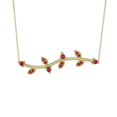 Zeytin Dalı Kolye - Rodolit garnet 18 ayar altın kolye (40 cm altın rolo zincir) #rrep