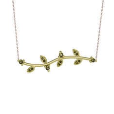 Zeytin Dalı Kolye - Peridot 8 ayar altın kolye (40 cm rose altın rolo zincir) #zi0o22