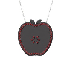 Elma Kolye - Garnet 925 ayar siyah rodyum kaplama gümüş kolye (40 cm gümüş rolo zincir) #10jziqp