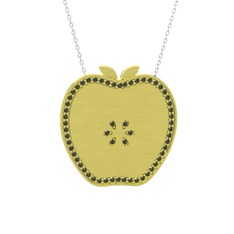 Elma Kolye - Peridot 8 ayar altın kolye (40 cm beyaz altın rolo zincir) #10zwpxb