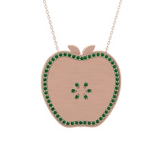 Elma Kolye - Yeşil kuvars 925 ayar rose altın kaplama gümüş kolye (40 cm gümüş rolo zincir) #11enxt4
