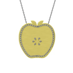 Pırlanta 925 ayar altın kaplama gümüş kolye (0.48 karat, 40 cm gümüş rolo zincir)