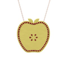 Elma Kolye - Garnet 14 ayar altın kolye (40 cm rose altın rolo zincir) #15n9hl6