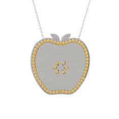 Elma Kolye - Sitrin 925 ayar gümüş kolye (40 cm beyaz altın rolo zincir) #15nt1dh