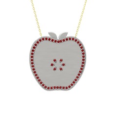 Elma Kolye - Garnet 14 ayar beyaz altın kolye (40 cm altın rolo zincir) #16ramqn