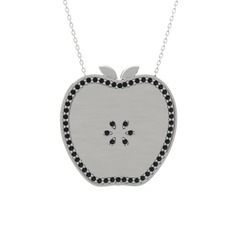 Elma Kolye - Siyah zirkon 925 ayar gümüş kolye (40 cm beyaz altın rolo zincir) #17vozr7
