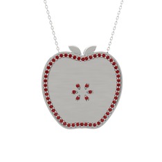 Garnet 14 ayar beyaz altın kolye (40 cm beyaz altın rolo zincir)