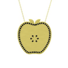 Elma Kolye - Siyah zirkon 14 ayar altın kolye (40 cm altın rolo zincir) #1aifnwr