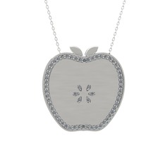 Elma Kolye - Swarovski 14 ayar beyaz altın kolye (40 cm beyaz altın rolo zincir) #1atmkjf