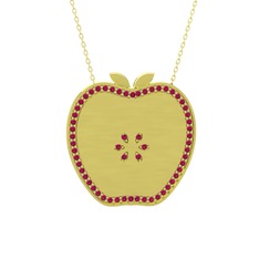 Elma Kolye - Rodolit garnet 18 ayar altın kolye (40 cm altın rolo zincir) #1ds095l