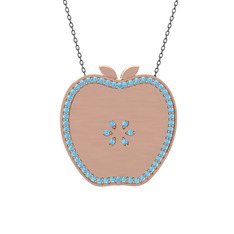 Akuamarin 8 ayar rose altın kolye (40 cm gümüş rolo zincir)