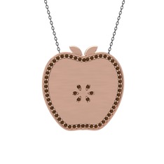 Elma Kolye - Dumanlı kuvars 925 ayar rose altın kaplama gümüş kolye (40 cm gümüş rolo zincir) #1e2a96x