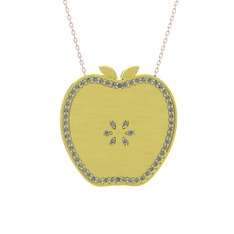 Elma Kolye - Swarovski 925 ayar altın kaplama gümüş kolye (40 cm gümüş rolo zincir) #1h80g2v