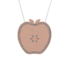 Elma Kolye - Beyaz zirkon 8 ayar rose altın kolye (40 cm beyaz altın rolo zincir) #1k580s2