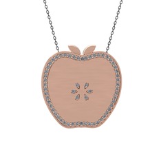 Beyaz zirkon 8 ayar rose altın kolye (40 cm gümüş rolo zincir)