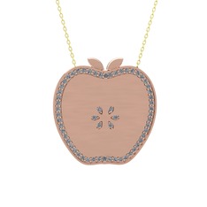 Elma Kolye - Pırlanta 14 ayar rose altın kolye (0.48 karat, 40 cm altın rolo zincir) #1r0391n
