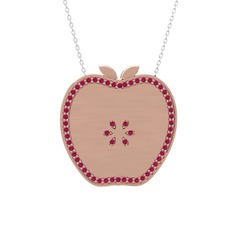 Elma Kolye - Rodolit garnet 8 ayar rose altın kolye (40 cm beyaz altın rolo zincir) #1r8iu85