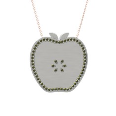 Elma Kolye - Peridot 925 ayar gümüş kolye (40 cm rose altın rolo zincir) #1th7smq