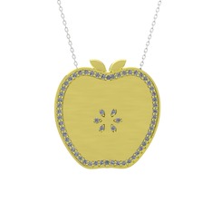 Elma Kolye - Swarovski 925 ayar altın kaplama gümüş kolye (40 cm beyaz altın rolo zincir) #1u4dwhp