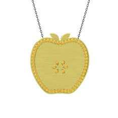 Elma Kolye - Sitrin 14 ayar altın kolye (40 cm gümüş rolo zincir) #1xejk52