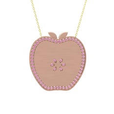 Pembe kuvars 18 ayar rose altın kolye (40 cm altın rolo zincir)