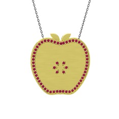 Rodolit garnet 14 ayar altın kolye (40 cm gümüş rolo zincir)