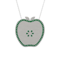 Elma Kolye - Yeşil kuvars 925 ayar gümüş kolye (40 cm gümüş rolo zincir) #2to042