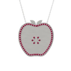 Rodolit garnet 925 ayar gümüş kolye (40 cm beyaz altın rolo zincir)