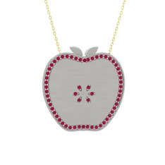 Elma Kolye - Rodolit garnet 8 ayar beyaz altın kolye (40 cm altın rolo zincir) #48qtto