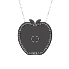 Elma Kolye - Swarovski 925 ayar siyah rodyum kaplama gümüş kolye (40 cm gümüş rolo zincir) #dd5g0y