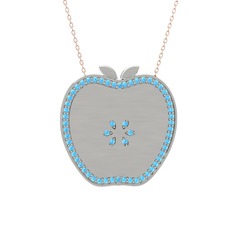 Elma Kolye - Akuamarin 18 ayar beyaz altın kolye (40 cm gümüş rolo zincir) #f7flx2