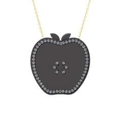 Elma Kolye - Pırlanta 925 ayar siyah rodyum kaplama gümüş kolye (0.48 karat, 40 cm altın rolo zincir) #io1w1k