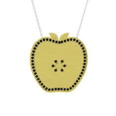 Elma Kolye - Siyah zirkon 18 ayar altın kolye (40 cm gümüş rolo zincir) #kqnqyu