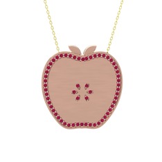 Rodolit garnet 18 ayar rose altın kolye (40 cm altın rolo zincir)