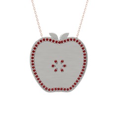 Elma Kolye - Garnet 14 ayar beyaz altın kolye (40 cm rose altın rolo zincir) #w1gf56