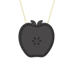 Elma Kolye - Siyah zirkon 925 ayar siyah rodyum kaplama gümüş kolye (40 cm gümüş rolo zincir) #xk3z2d