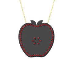 Elma Kolye - Garnet 925 ayar siyah rodyum kaplama gümüş kolye (40 cm altın rolo zincir) #xz20am