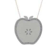 Elma Kolye - Swarovski 8 ayar beyaz altın kolye (40 cm rose altın rolo zincir) #zrhru8